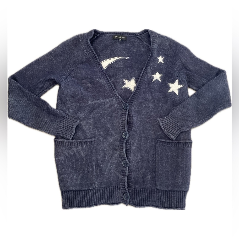 Aritzia Talula  Moon & Stars Navy Angora Mix  Knit Sweater